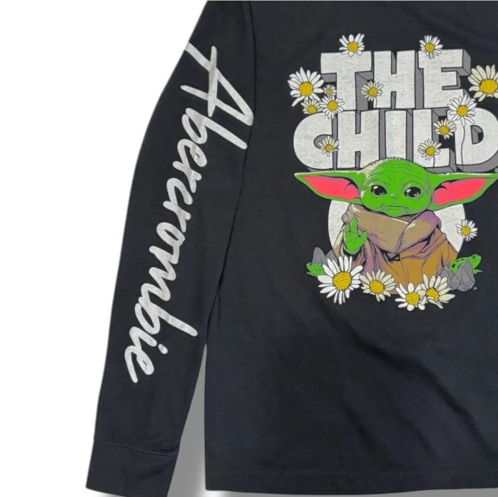 ABERCROMBIE KIDS Black Crew Neck Long Sleeve Graphic Shirt “The Child”